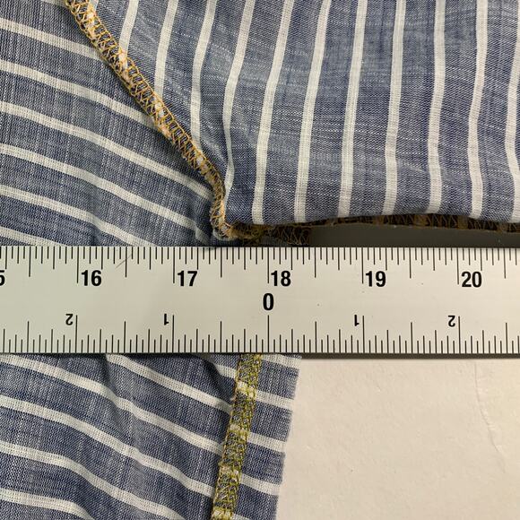 Free People S Womens Blue Allora Striped Blouse Crochet Detail Peasant Boho - Picture 7 of 10